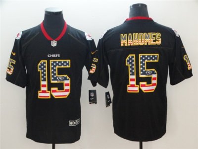 Kansas City Chiefs #15 Patrick Mahomes Black USA Flag Fashion Limited Jersey