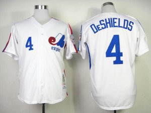 Montreal Expos #4 Delino DeShields White Throwback Jersey