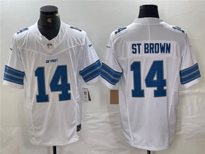 Detroit Lions #14 Amon-Ra St. Brown 2024 White Vapor F.U.S.E. Limited Jersey