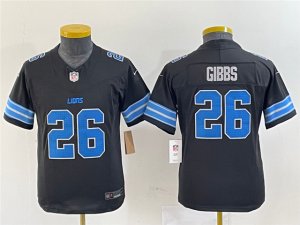 Youth Detroit Lions #26 Jahmyr Gibbs 2024 Black Vapor F.U.S.E. Limited Jersey