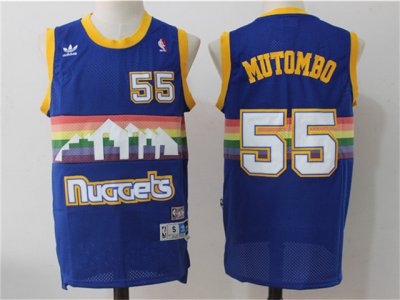 Denver Nuggets #55 Dikembe Mutombo Light Blue Hardwood Classic Jersey