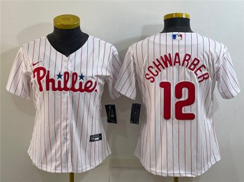 Women's Philadelphia Phillies #12 Kyle Schwarber White Cool Base Jersey