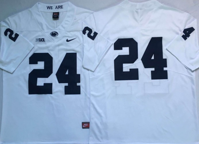 NCAA Penn State Nittany Lions #24 Miles Sanders White College Football Jersey - Click Image to Close
