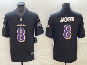 Baltimore Ravens #8 Lamar Jackson Black Fashion Limited Jersey