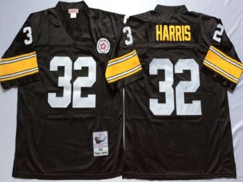 Pittsburgh Steelers #32 Franco Harris 1975 Throwback Black Jersey