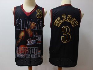 Philadelphia 76ers #3 Allen Iverson Black HWC Slam Hardwood Classics Jersey