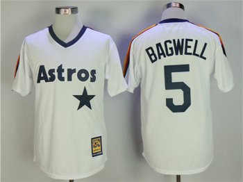 Houston Astros #5 Jeff Bagwell White Throwbacks Cooperstown Collection Jersey