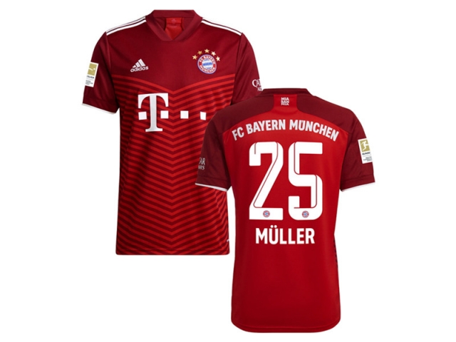 Club Bayern Munich #25 Thomas Müller Home Red 2021/22 Soccer Jersey - Click Image to Close