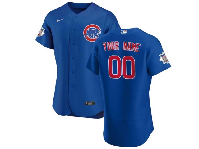 Chicago Cubs Custom #00 Blue Flex Base Jersey - Click Image to Close