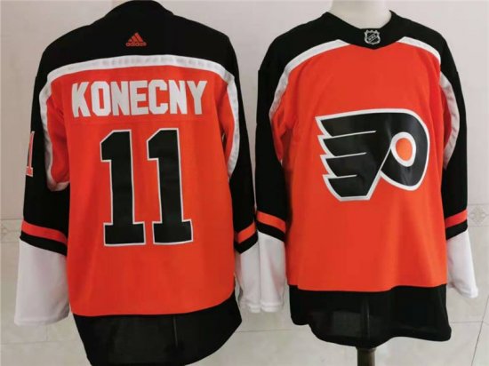 Philadelphia Flyers #11 Travis Konecny Orange 2021 Reverse Retro Jersey