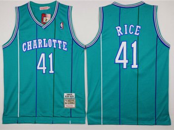 Charlotte Hornets #41 Glen Rice Teal Hardwood Classic Jersey