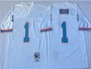 Houston oilers #1 Warren Moon Throwback White Jersey