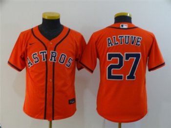 Youth Houston Astros #27 Jose Altuve Orange Cool Base Jersey