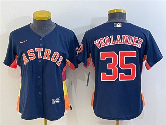 Women's Houston Astros #35 Justin Verlander Navy Cool Base Jersey