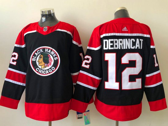 Chicago Blackhawks #12 Alex Debrincat Black 2021 Reverse Retro Jersey