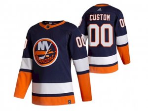 New York Islanders #00 Navy 2021 Reverse Retro Custom Jersey