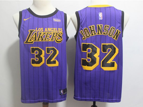 Los Angeles Lakers #32 Magic Johnson 2018/19 Purple City Edition Swingman Jersey