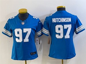 Womens Detroit Lions #97 Aidan Hutchinson 2024 Blue Vapor F.U.S.E. Limited Jersey