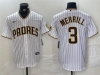 San Diego Padres #3 Jackson Merrill White Pinstripe Limited Jersey