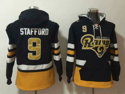 Los Angeles Rams #9 Matthew Stafford Black One Front Pocket Pullover Hoodie Jersey