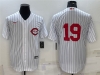 Cincinnati Reds #19 Joey Votto Vintage White Pinstripe Jersey