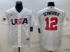 USA #12 Kyle Schwarber White 2023 World Baseball Classic Jersey