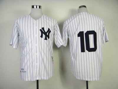 New York Yankees #10 Phil Rizzuto 1952 Throwback White Pinstripe Jersey