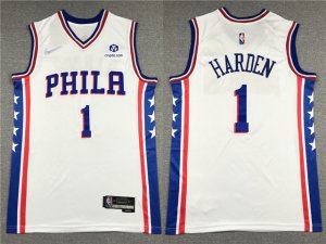 Philadelphia 76ers #1 James Harden White Swingman Jersey