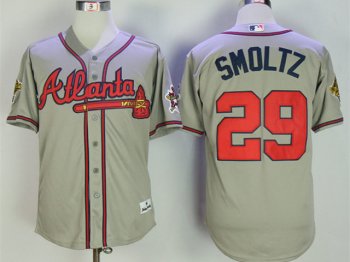 Atlanta Braves #29 John Smoltz 1995 Gray Throwback Jersey