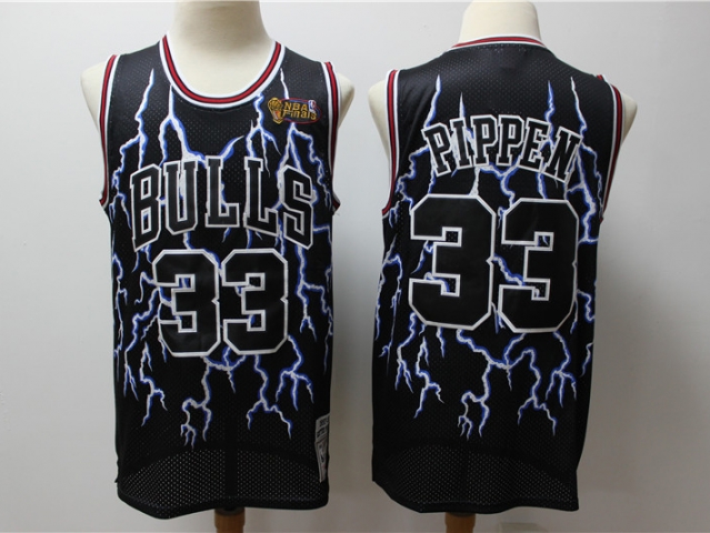 Chicago Bulls #33 Scottie Pippen Black Lighting Hardwood Classics Jersey - Click Image to Close