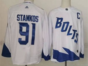 Tampa Bay Lightning #91 Steven Stamkos White 2022 Stadium Series Jersey