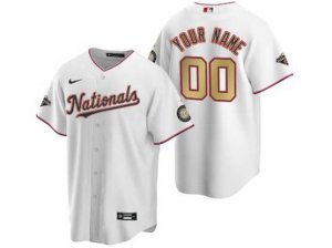 Washington Nationals Custom #00 White Gold Number 2020 Champions Cool Base Jersey