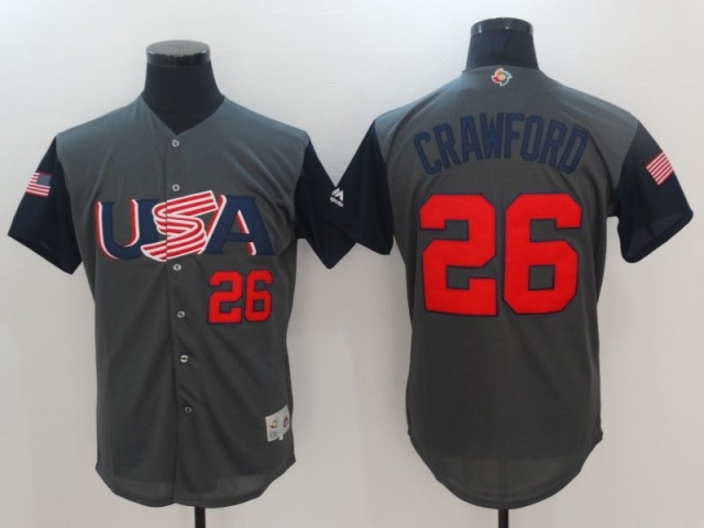 USA #26 Brandon Crawford Gray 2017 World MLB Classic Jersey - Click Image to Close