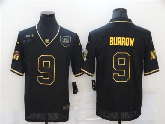 Cincinnati Bengals #9 Joe Burrow 2020 Black Gold Salute To Service Limited Jersey