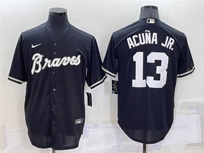 Atlanta Braves #13 Ronald Acuna Jr. Black Turn Back The Clock Cool Base Jersey