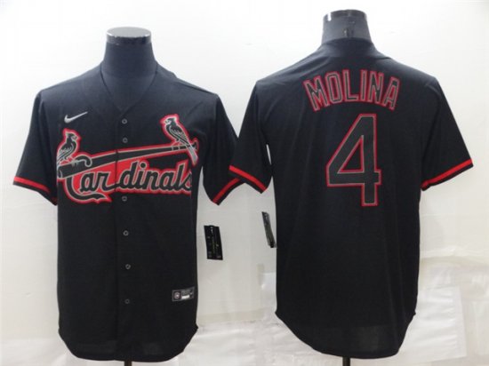 St. Louis Cardinals #4 Yadier Molina Black Shadow Cool Base Jersey