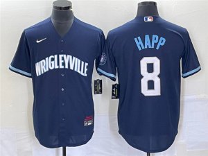 Chicago Cubs #8 Ian Happ Navy City Connect Cool Base Jersey