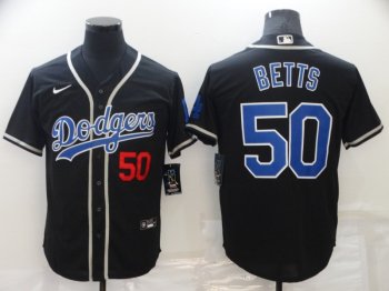 Los Angeles Dodgers #50 Mookie Betts Black Fashion Cool Base Jersey