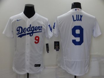 Los Angeles Dodgers #9 Gavin Lux White Flex Base Jersey