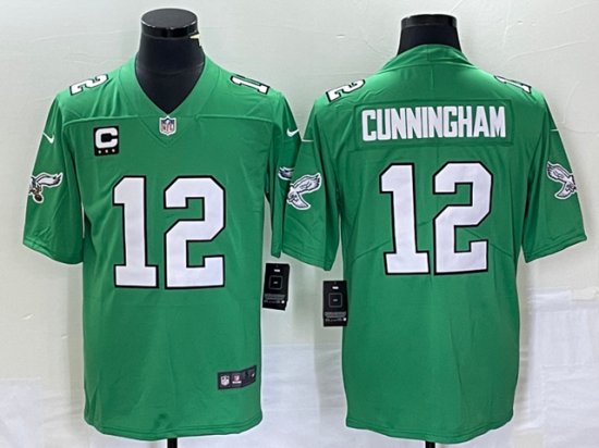 Philadelphia Eagles #12 Randall Cunningham Kelly Green C Patch Vapor Limited Jersey