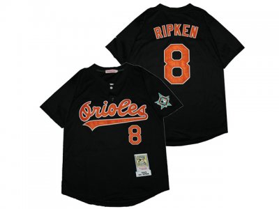 Baltimore Orioles #8 Cal Ripken Jr Throwback Black Jersey