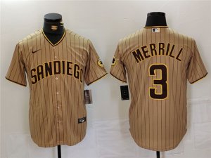 San Diego Padres #3 Jackson Merrill Gray Pinstripe Limited Jersey