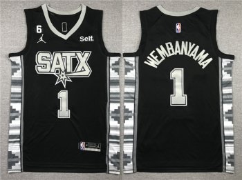 San Antonio Spurs #1 Victor Wembanyama 2022-23 Black Statement Edition Swingman Jersey