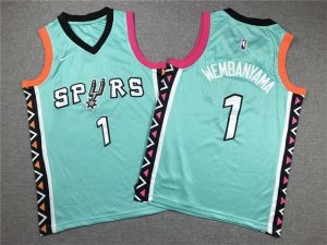 Youth San Antonio Spurs #1 Victor Wembanyama 2022-23 Turquoise City Edition Swingman Jersey