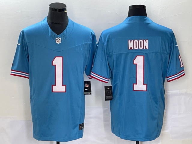 Tennessee Titans #1 Warren Moon Light Blue Vapor F.U.S.E. Limited Jersey - Click Image to Close