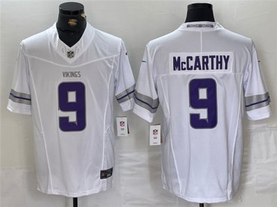 Minnesota Vikings #9 J.J. McCarthy Alternate White Vapor F.U.S.E. Limited Jersey