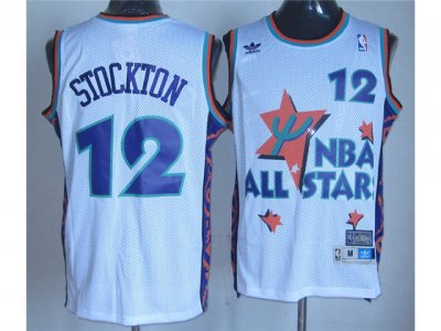 1995 NBA All-Star Game Western Conference #12 John Stockton White Hardwood Classic Jersey