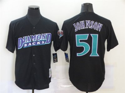 Arizona Diamondbacks #51 Randy Johnson Throwback Black Cooperstown Mesh Batting Practice Jersey