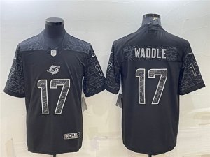 Miami Dolphins #17 Jaylen Waddle Black RFLCTV Limited Jersey