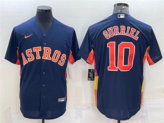 Houston Astros #10 Yuli Gurriel Navy Cool Base Jersey